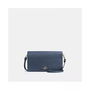 Coach Crossbody Bag Blue Leather Anna Foldover Clutch